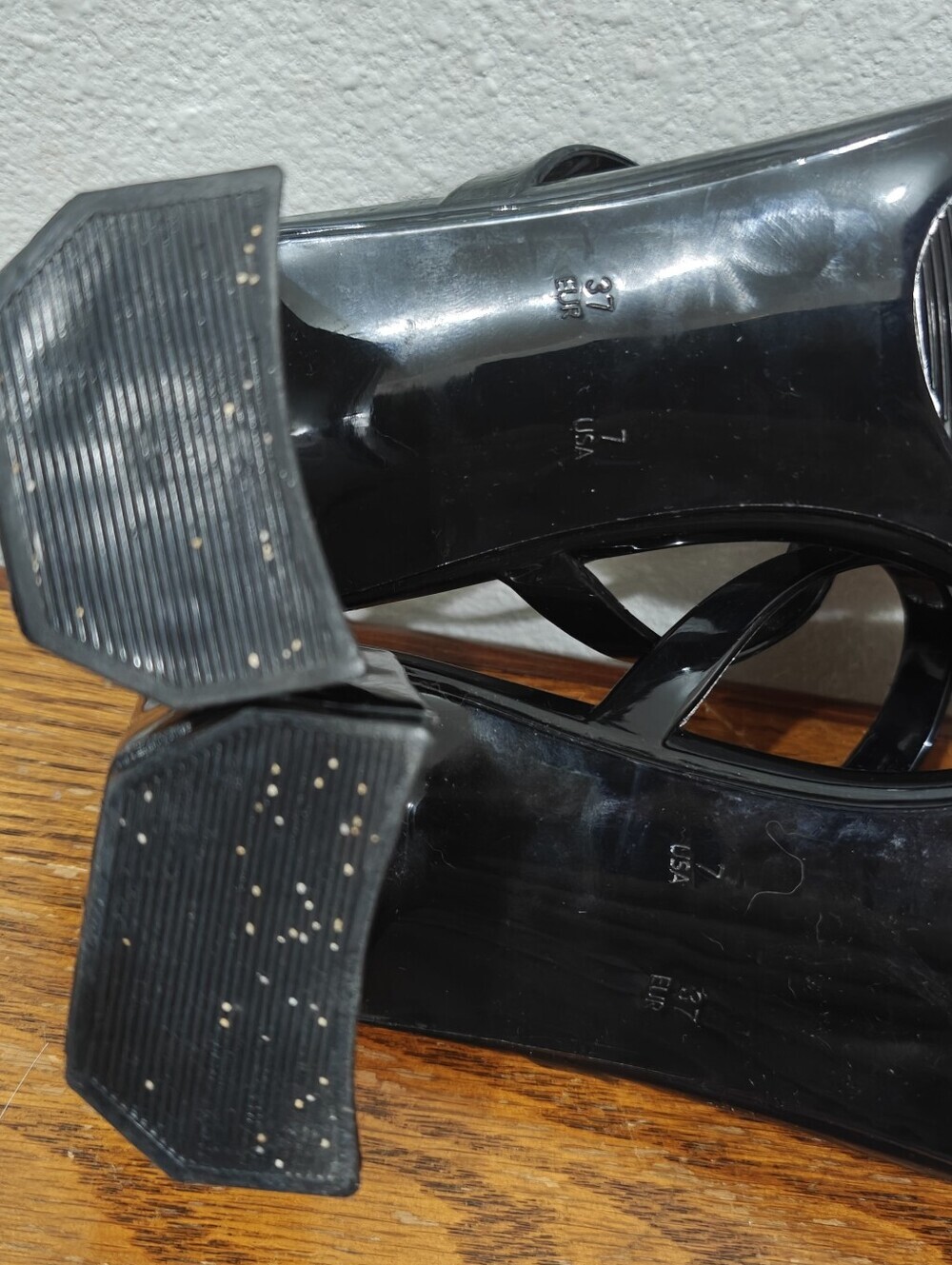 Jeffrey Campbell Block Chunk Heels Size 7 Jamm Black Slides 2 Strappy - Picture 9 of 13